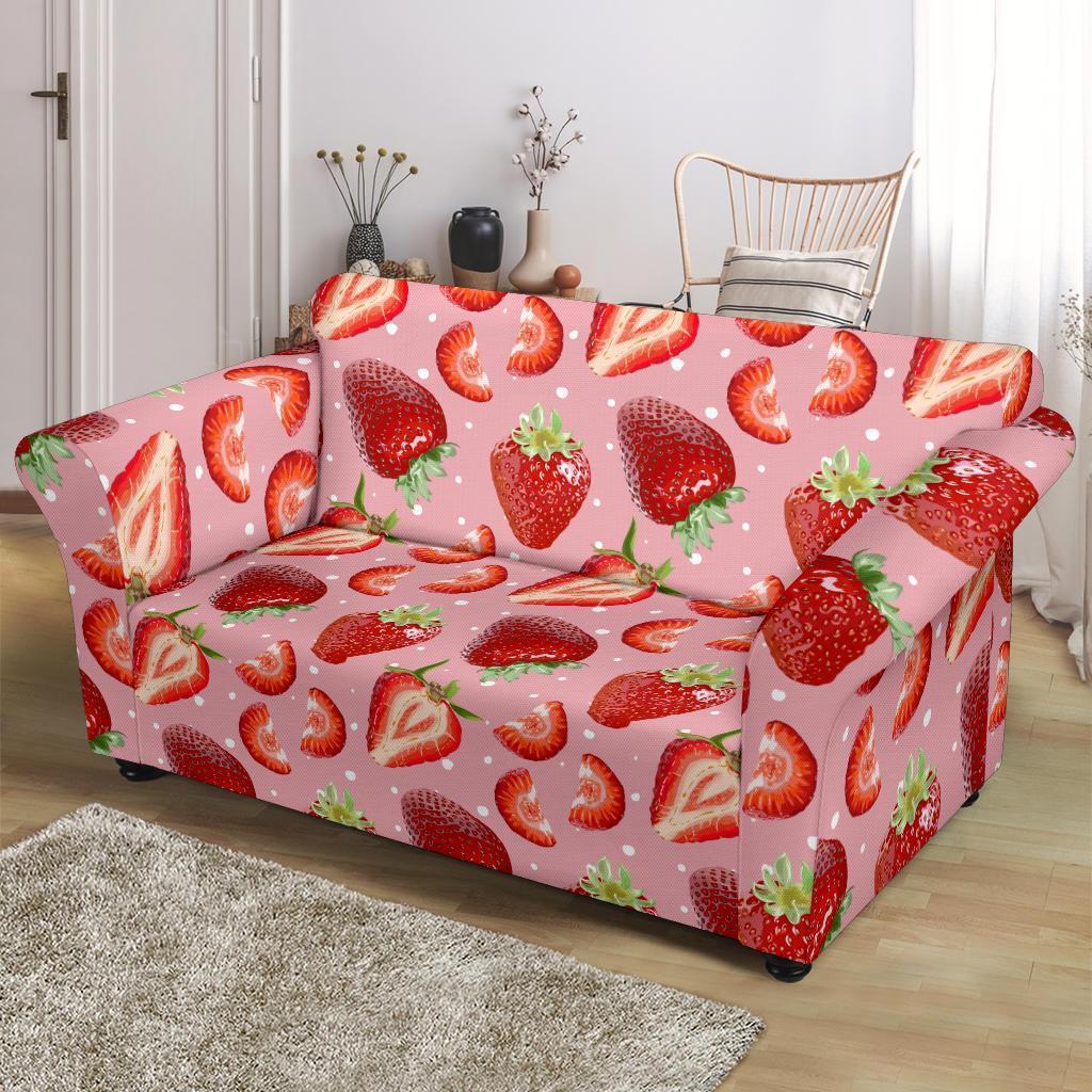 Strawberry Slice Print Pattern Loveseat Cover-grizzshop