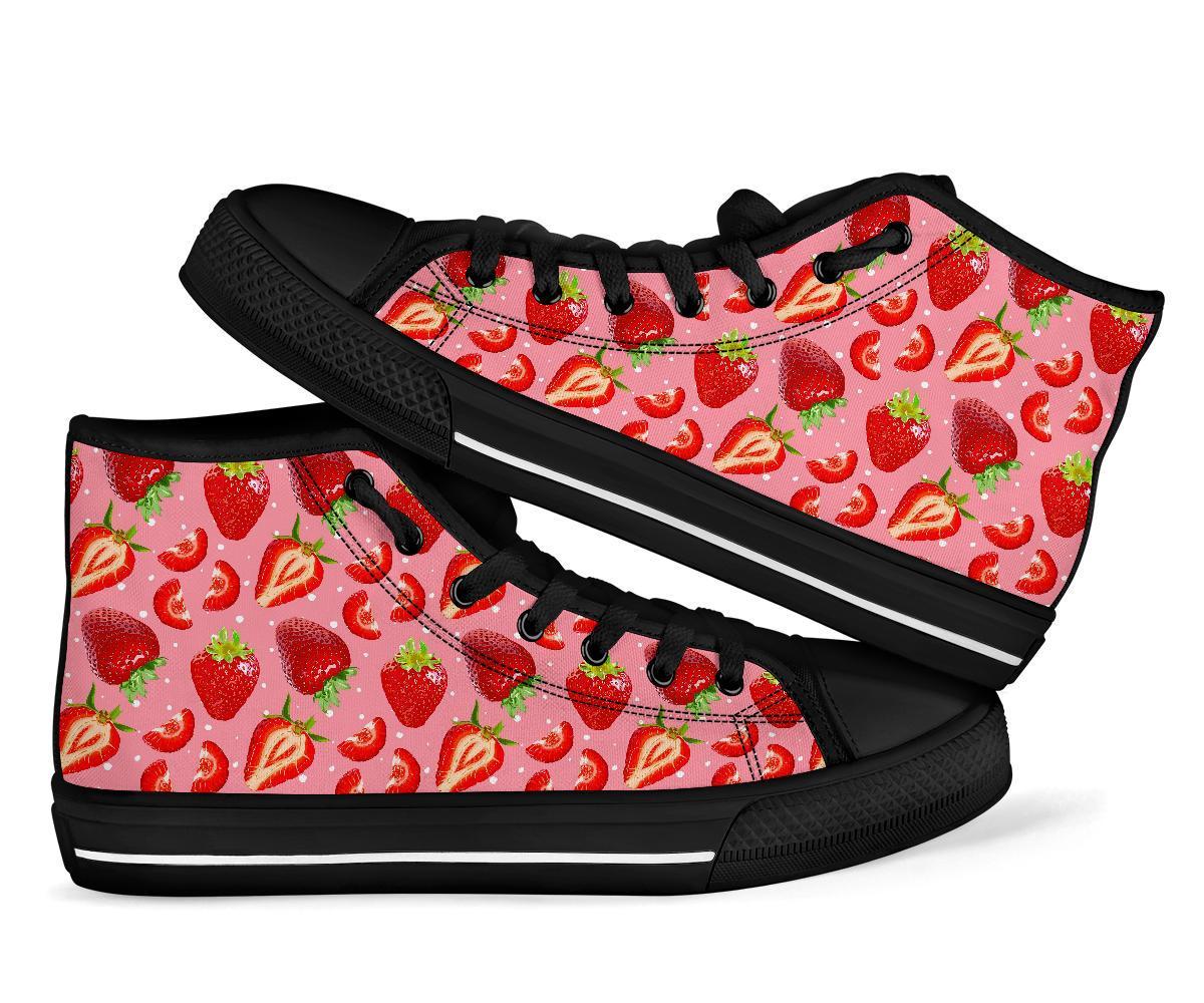Strawberry Slice Print Pattern Men Women's High Top Shoes-grizzshop