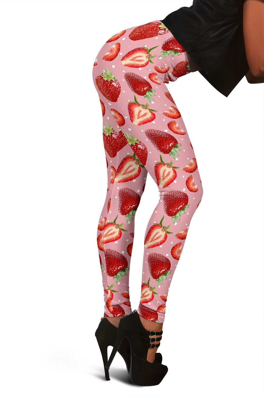 Strawberry Slice Print Pattern Women Leggings-grizzshop