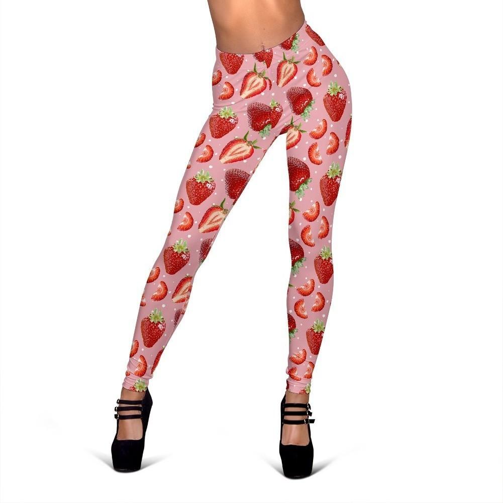 Strawberry Slice Print Pattern Women Leggings-grizzshop