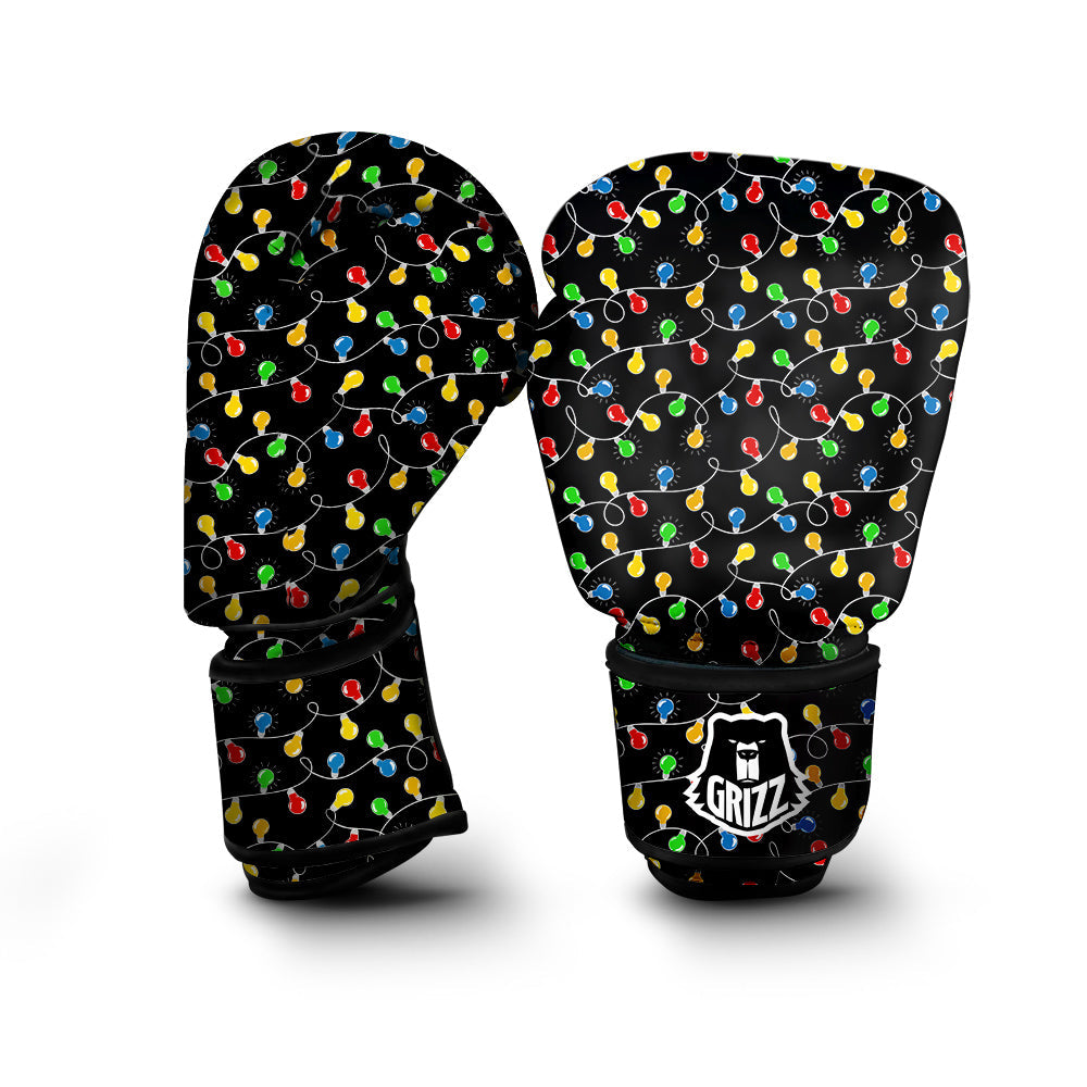 String Lights Colorful Christmas Print Boxing Gloves-grizzshop