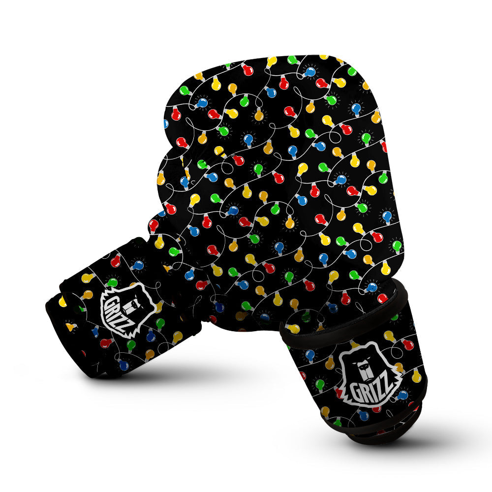 String Lights Colorful Christmas Print Boxing Gloves-grizzshop