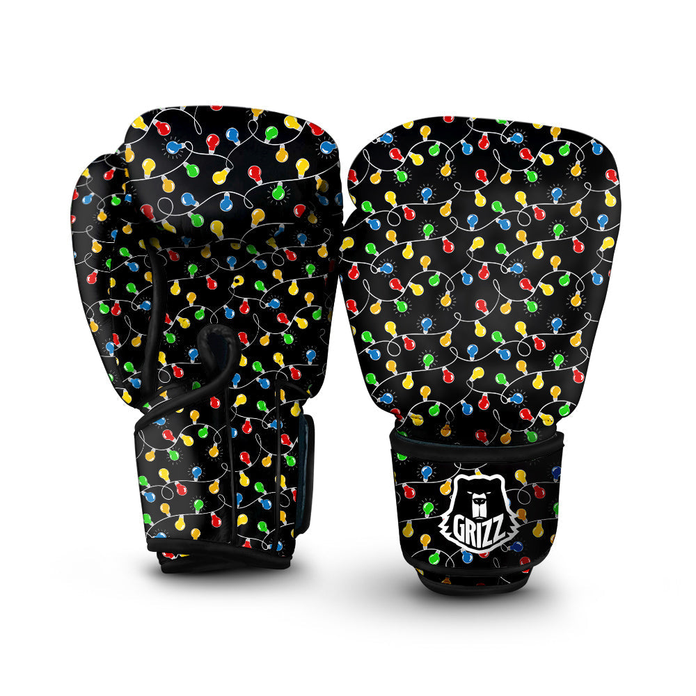 String Lights Colorful Christmas Print Boxing Gloves-grizzshop