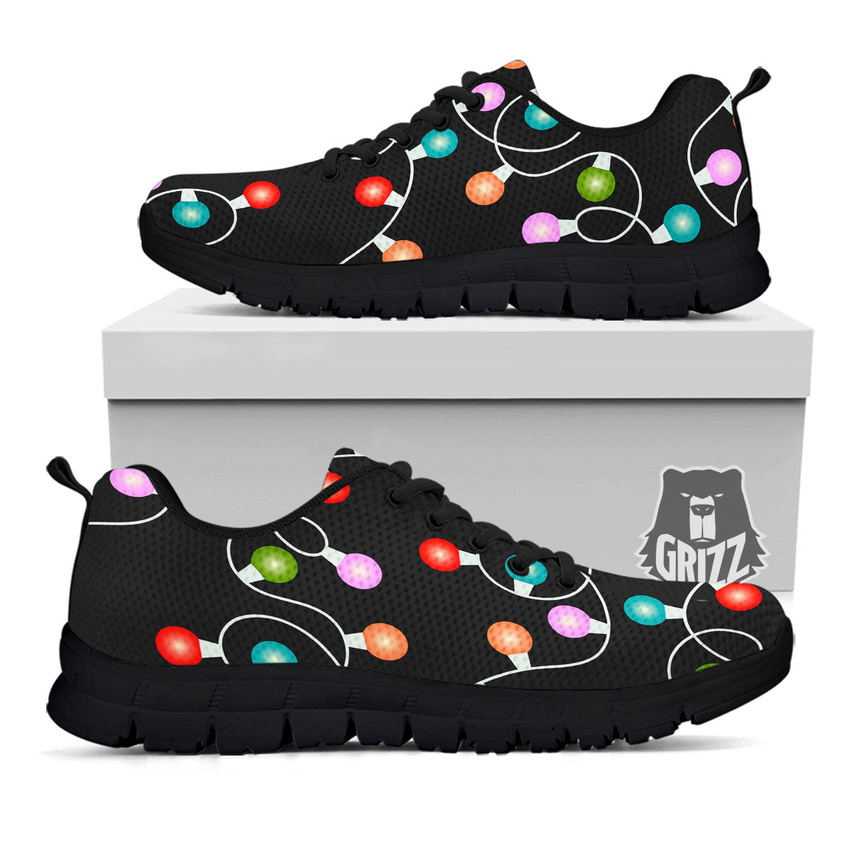 String Lights LED Christmas Print Black Sneaker-grizzshop