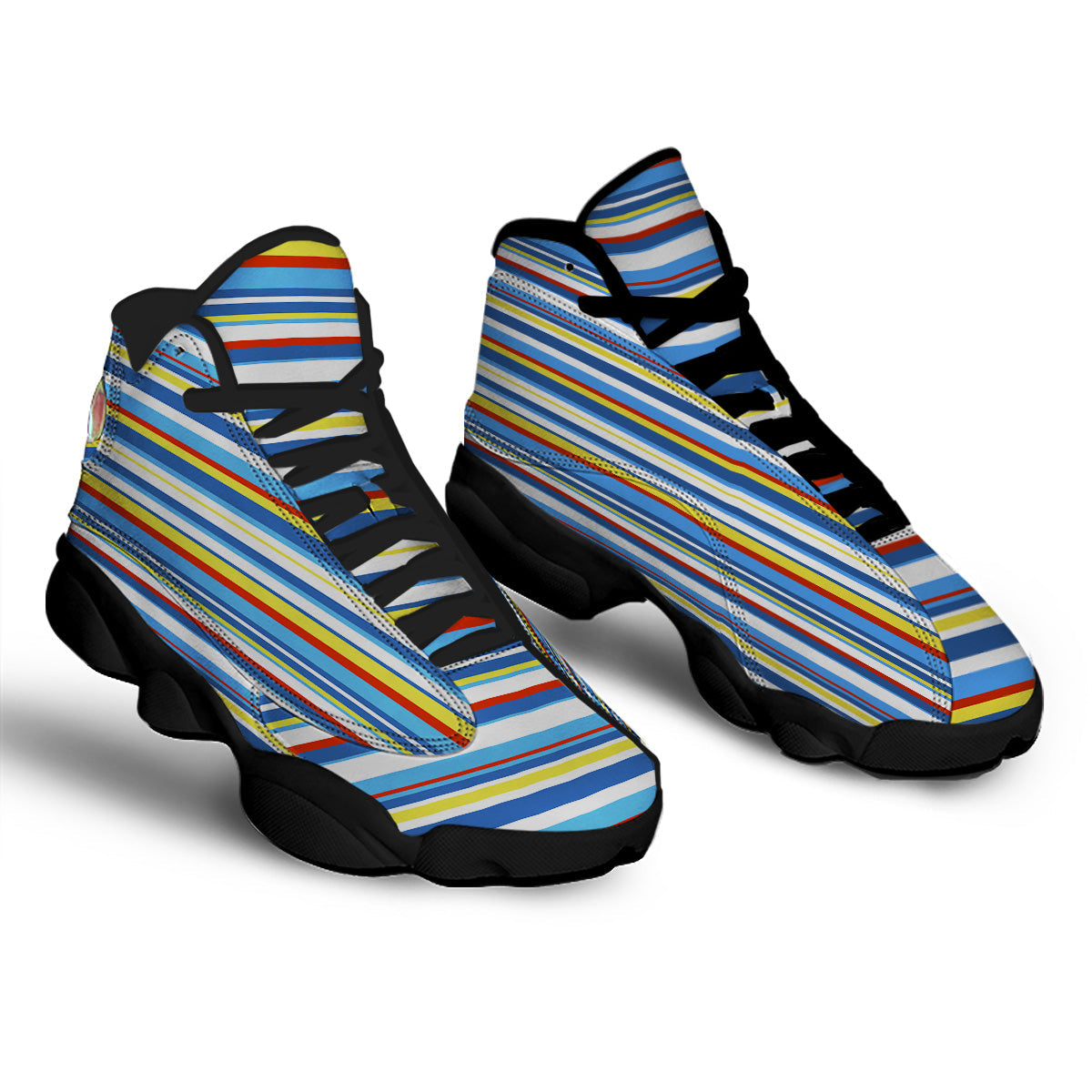 Stripe Autism Awareness Color Print Pattern Black Basketball Shoes-grizzshop