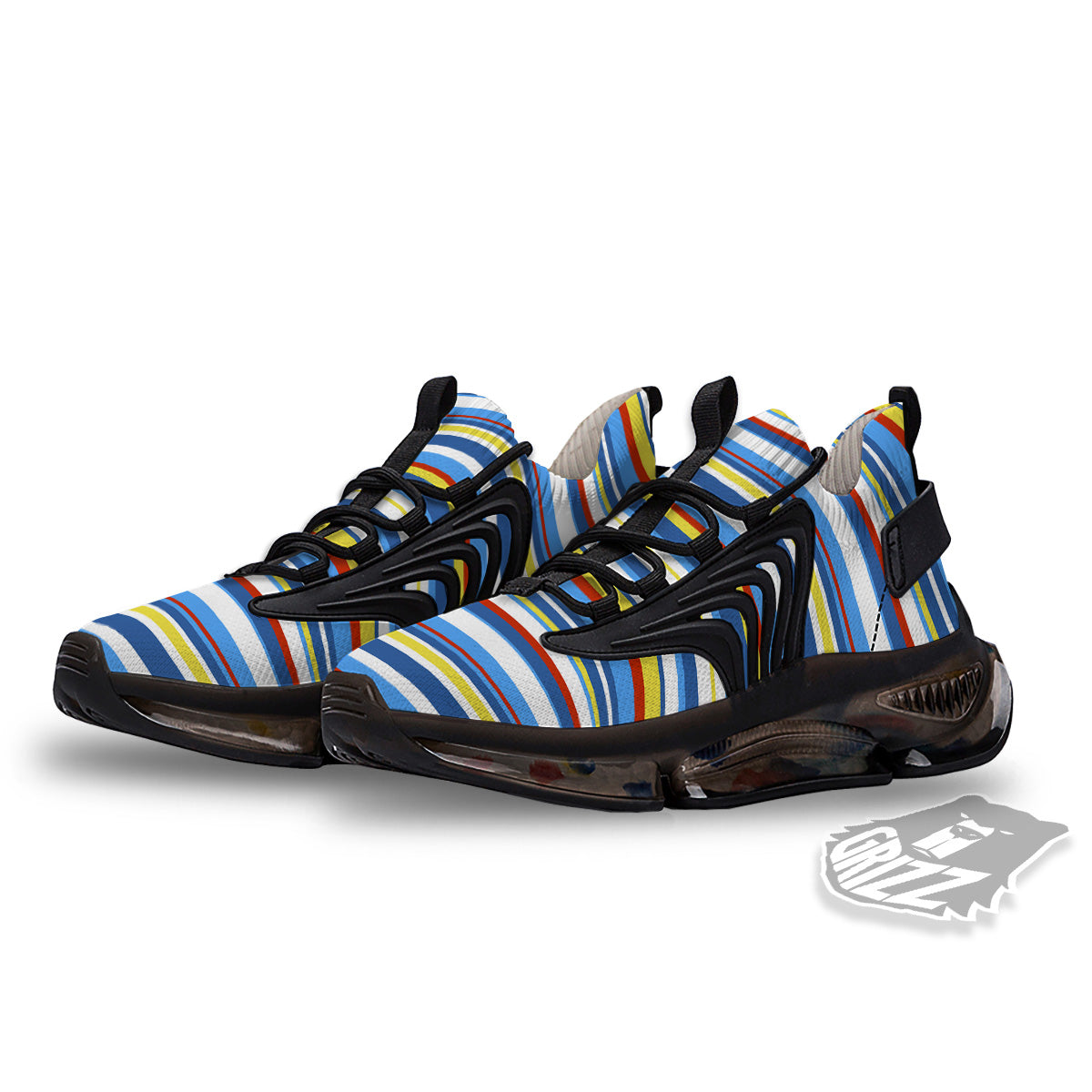 Stripe Autism Awareness Color Print Pattern Black Gym Shoes-grizzshop