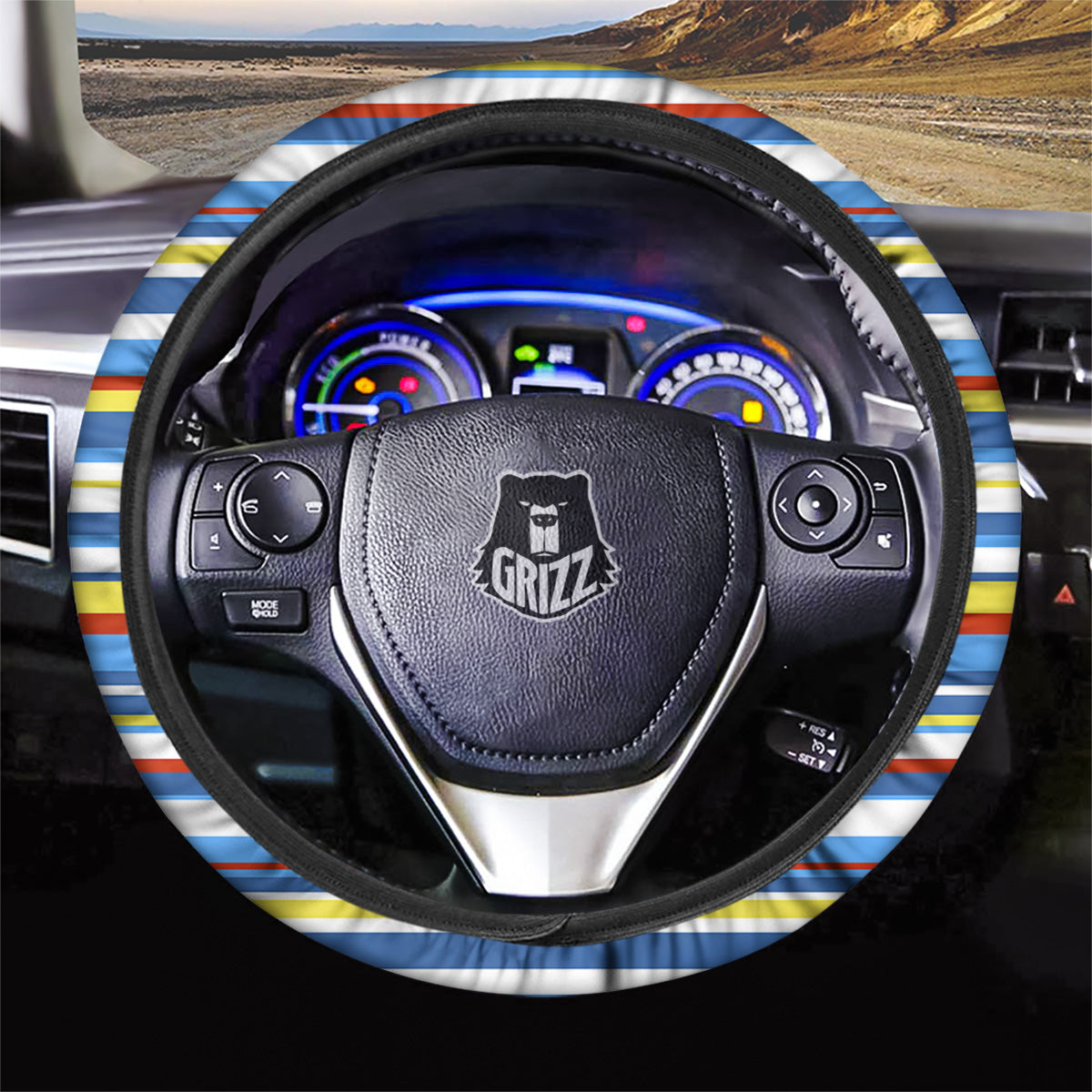 Stripe Autism Awareness Color Print Pattern Car Steering Wheel Cover-grizzshop