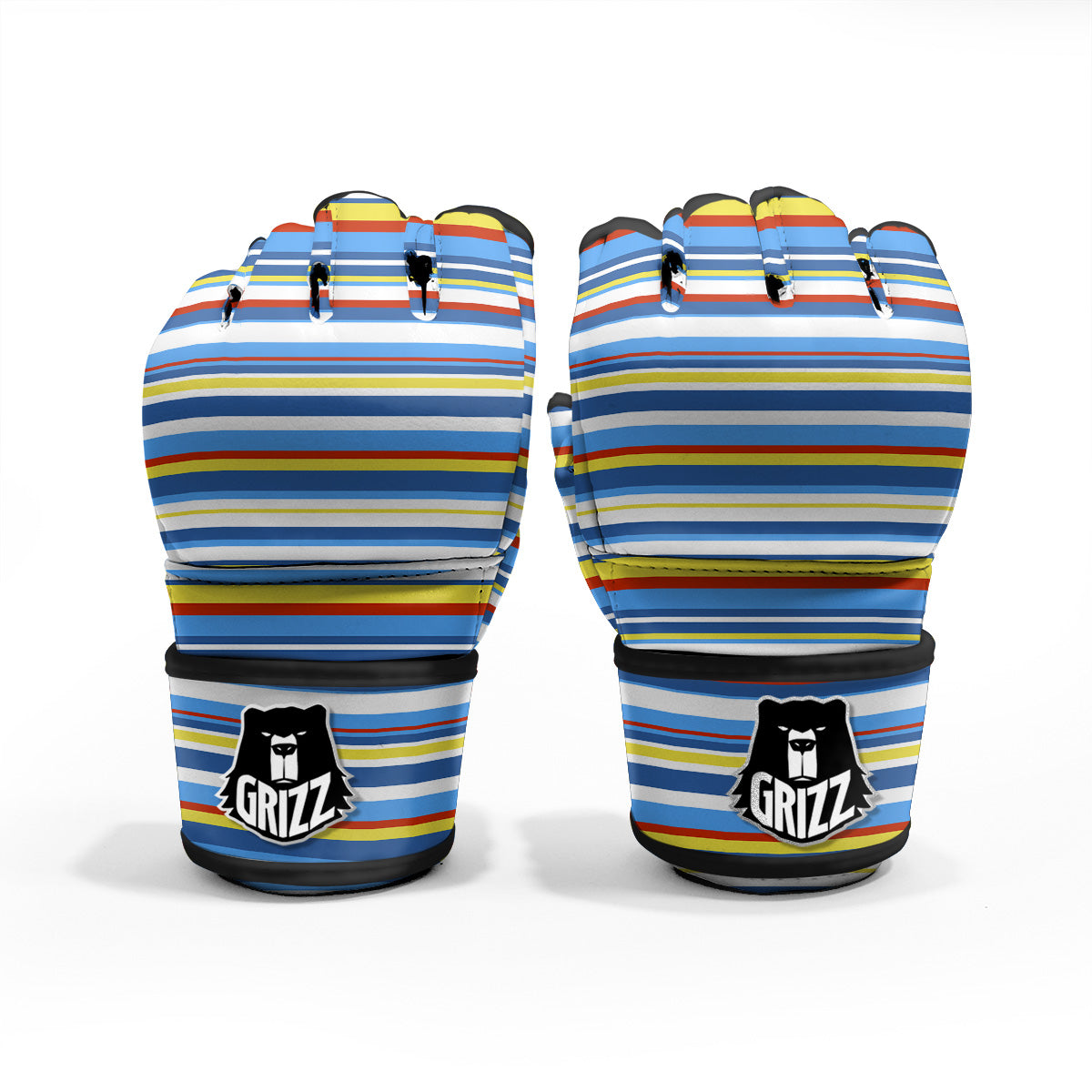 Stripe Autism Awareness Color Print Pattern MMA Gloves-grizzshop