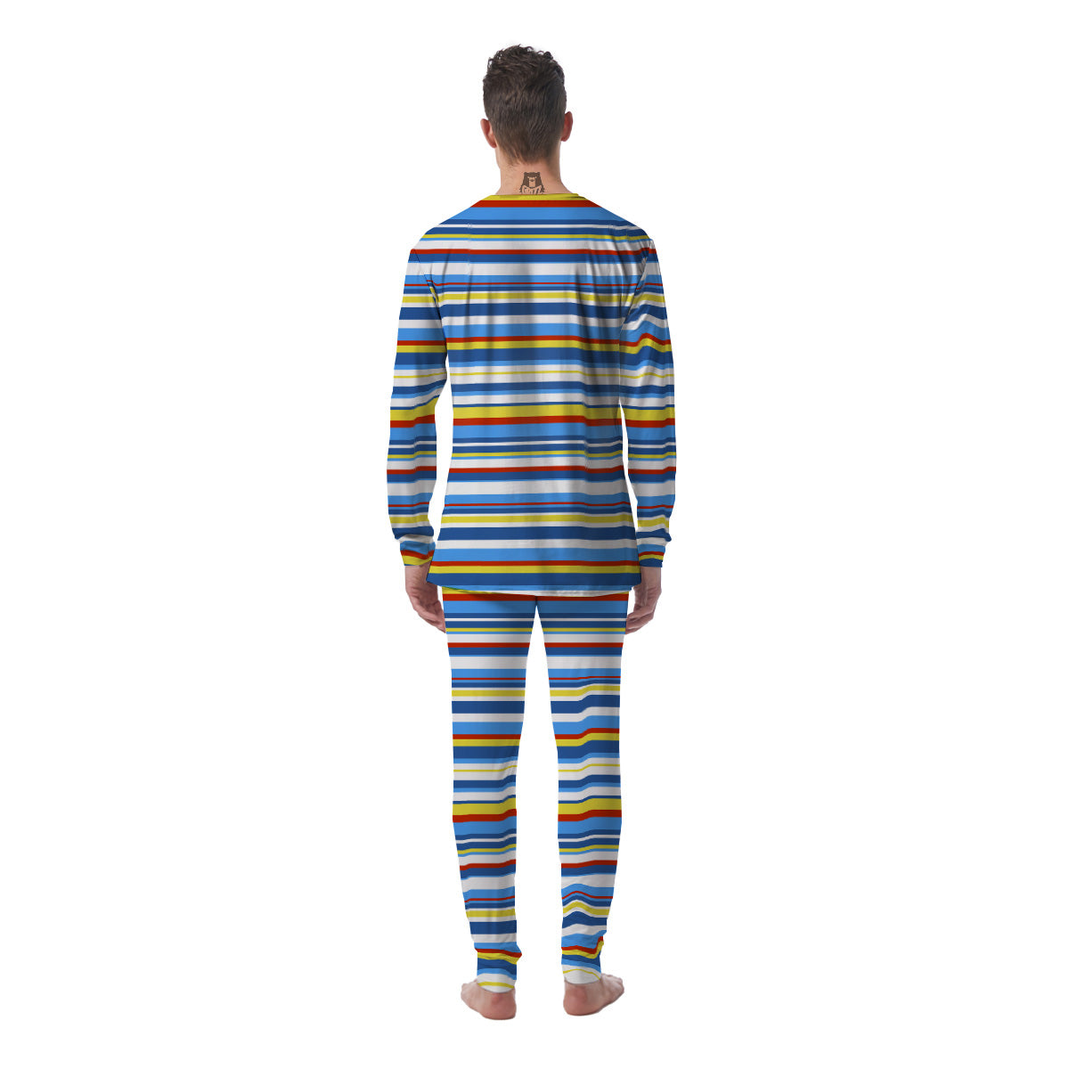 Stripe Autism Awareness Color Print Pattern Men's Pajamas-grizzshop