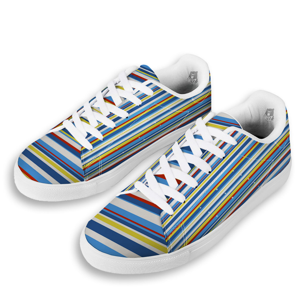 Stripe Autism Awareness Color Print Pattern White Low Top Sneakers-grizzshop