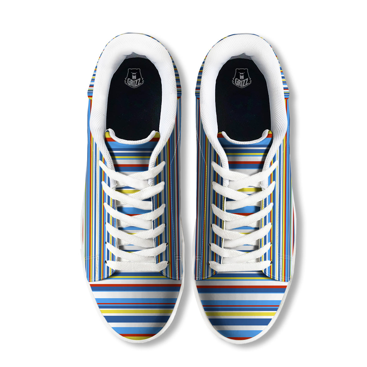 Stripe Autism Awareness Color Print Pattern White Low Top Sneakers-grizzshop
