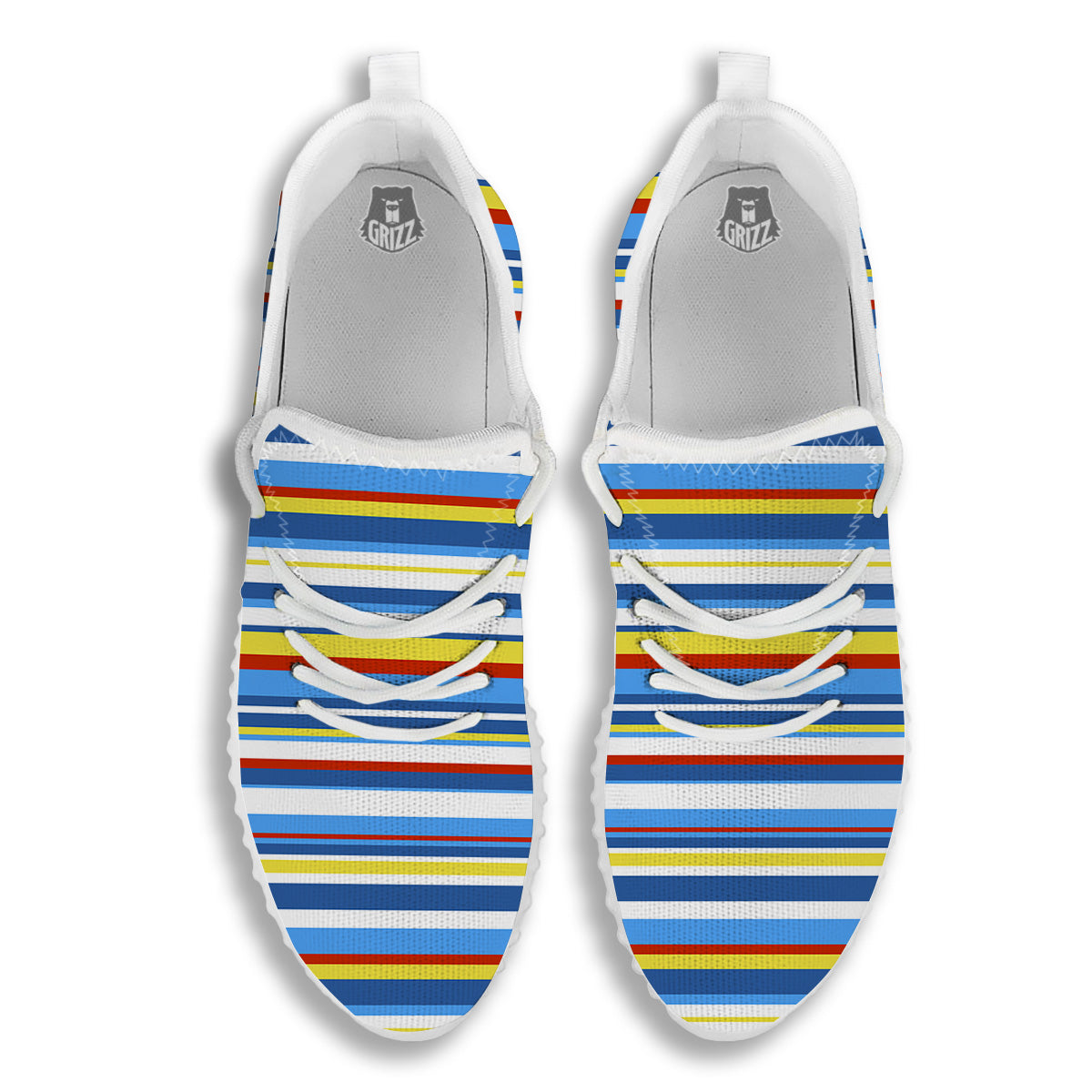Stripe Autism Awareness Color Print Pattern White Walking Shoes-grizzshop