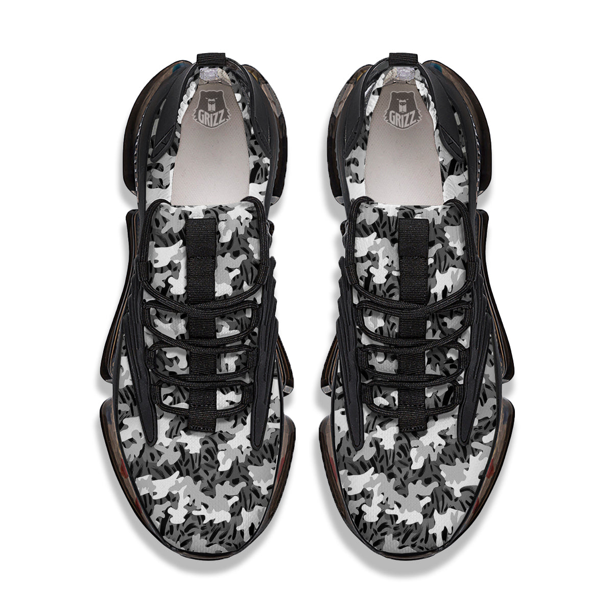 Stripe Camo Winter Tiger Print Pattern Black Gym Shoes-grizzshop