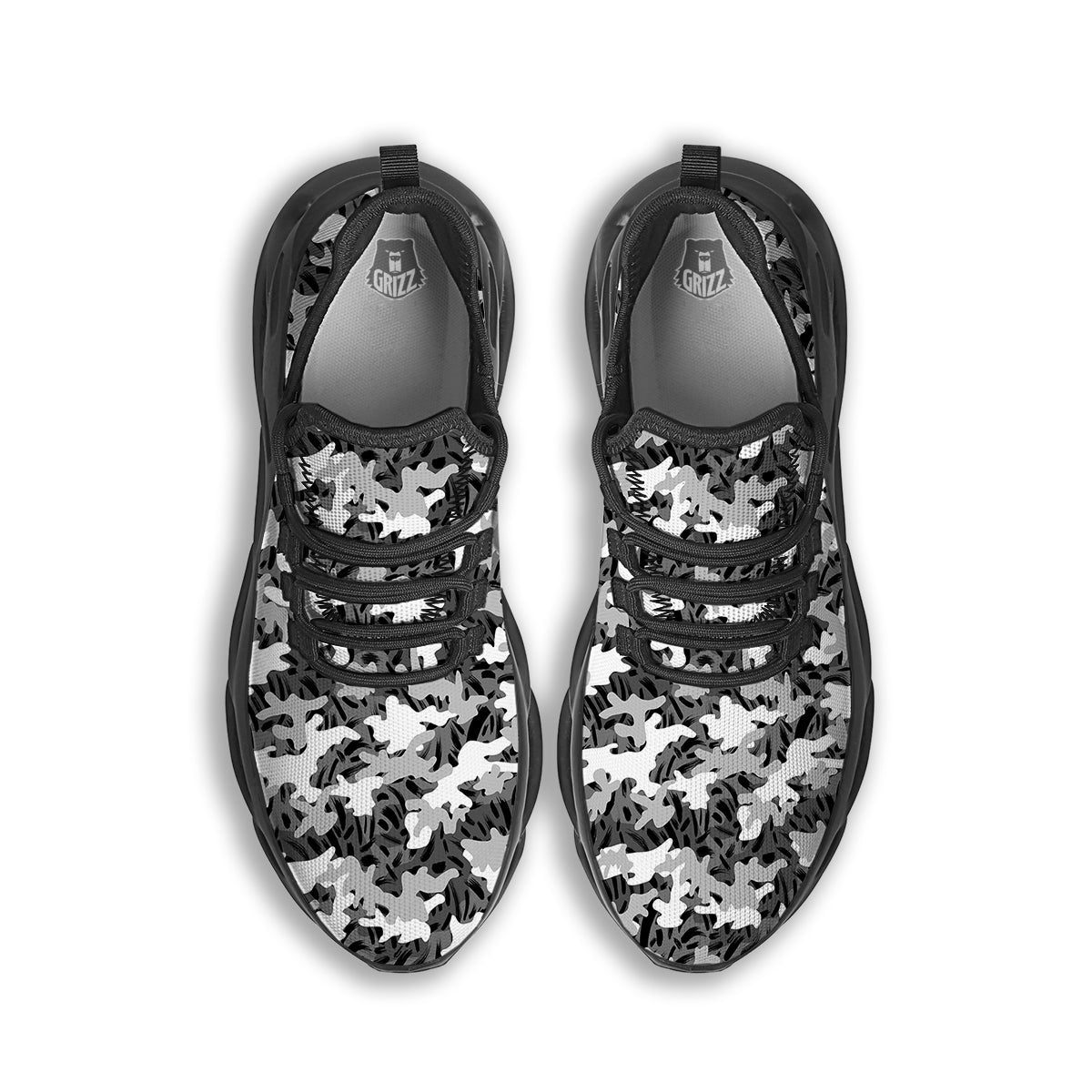 Stripe Camo Winter Tiger Print Pattern Black Running Shoes-grizzshop