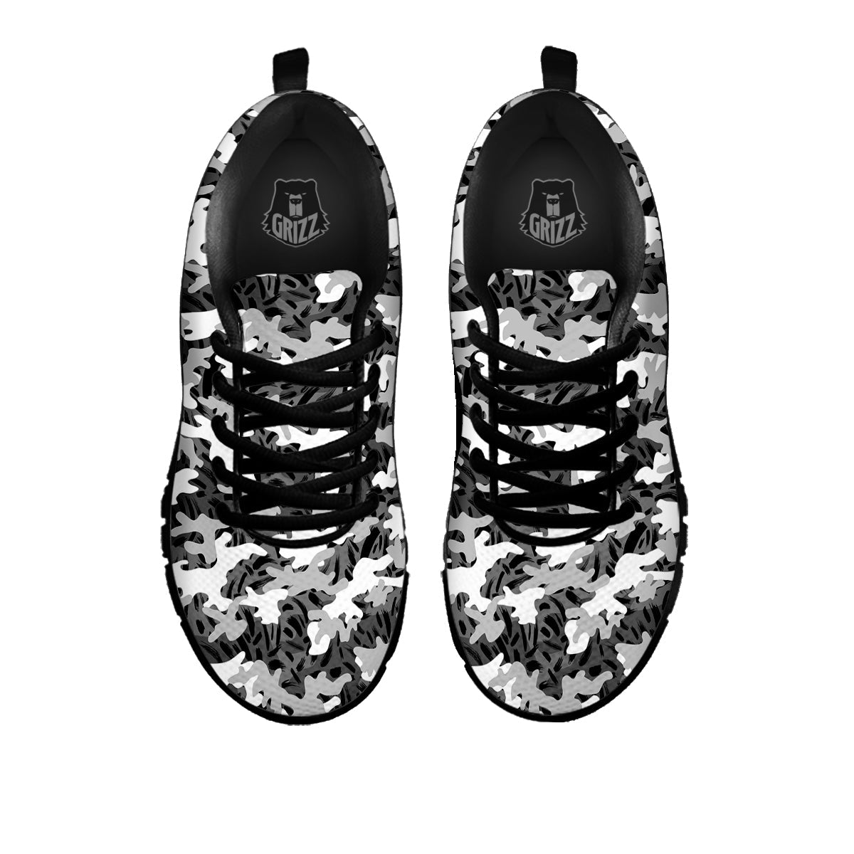 Stripe Camo Winter Tiger Print Pattern Black Sneaker-grizzshop