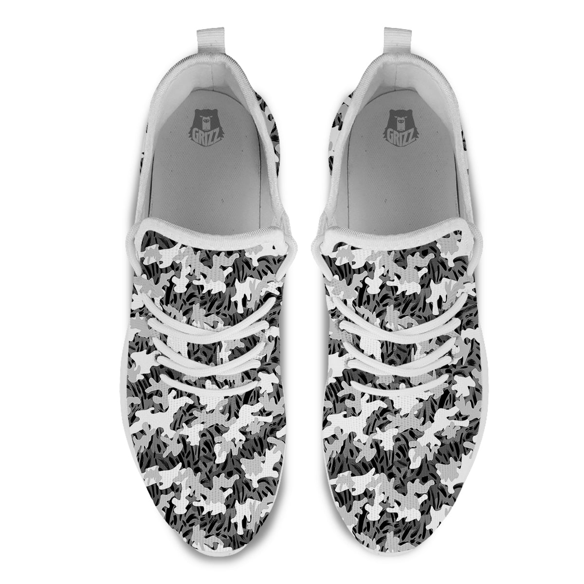 Stripe Camo Winter Tiger Print Pattern White Athletic Shoes-grizzshop