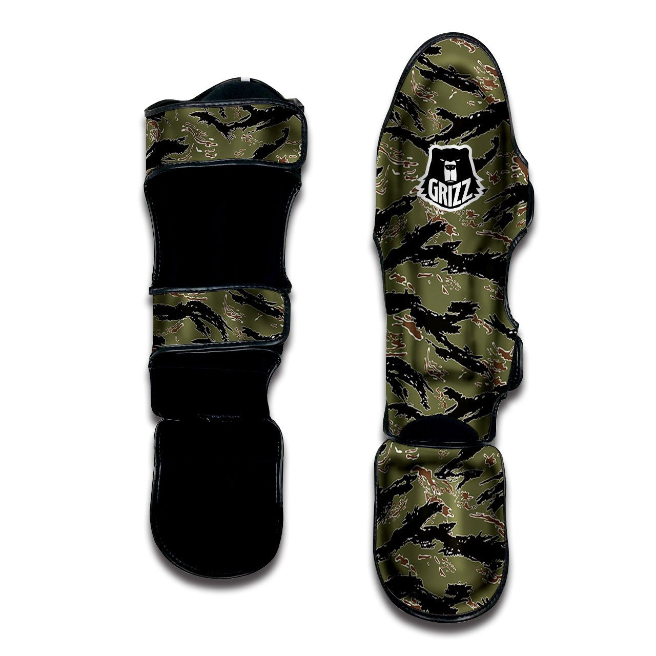 Stripe Camouflage Military Tiger Print Muay Thai Shin Guards-grizzshop