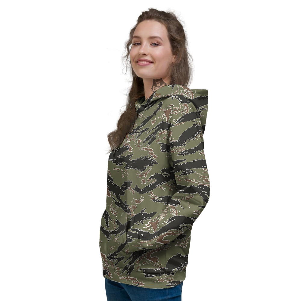 Stripe Camouflage Military Tiger Print Women's Hoodie-grizzshop