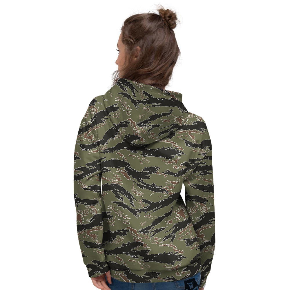 Stripe Camouflage Military Tiger Print Women's Hoodie-grizzshop