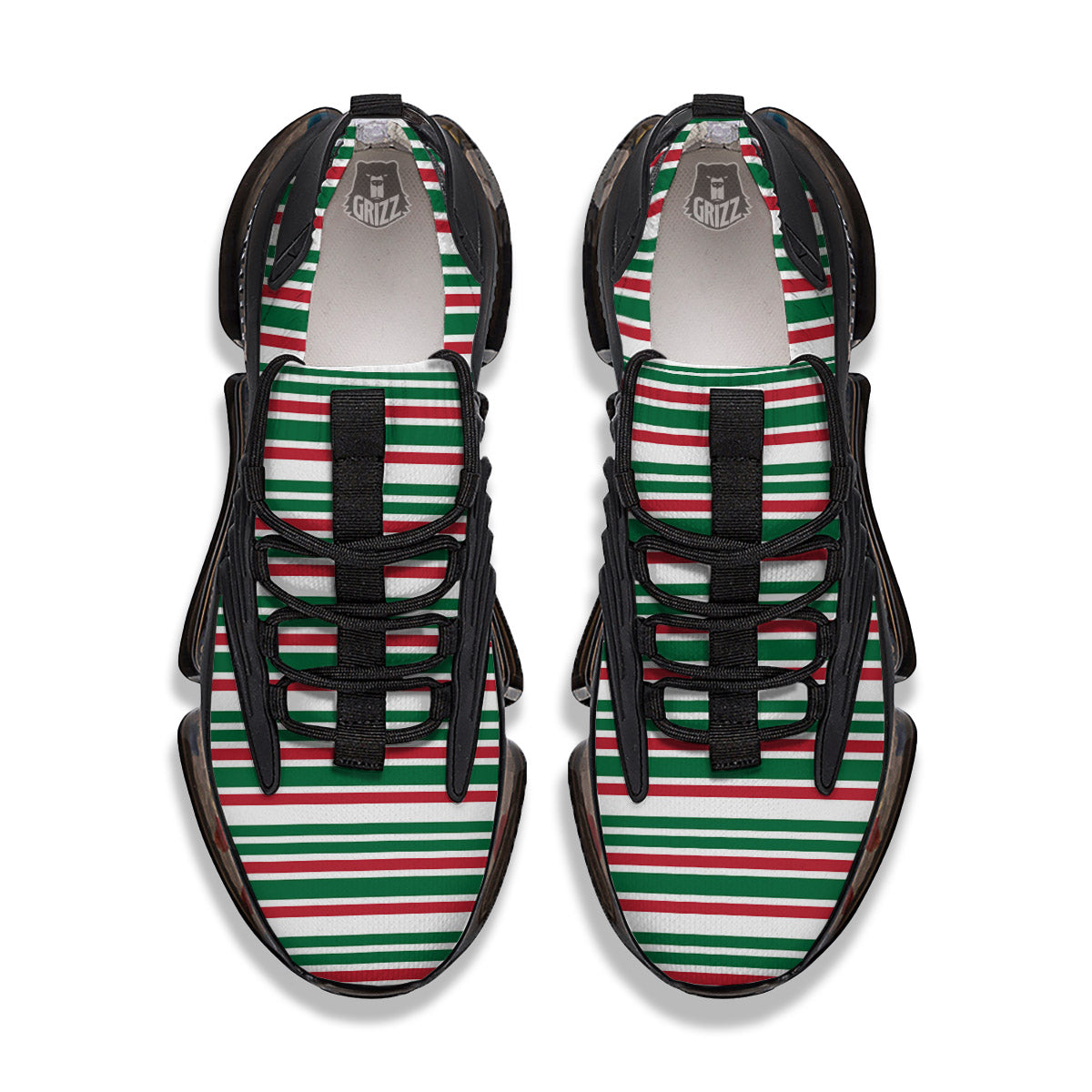 Stripe Candy Cane Print Pattern Black Gym Shoes-grizzshop