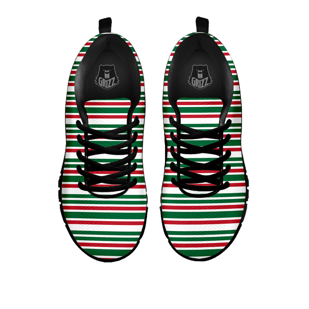 Stripe Candy Cane Print Pattern Black Sneaker-grizzshop