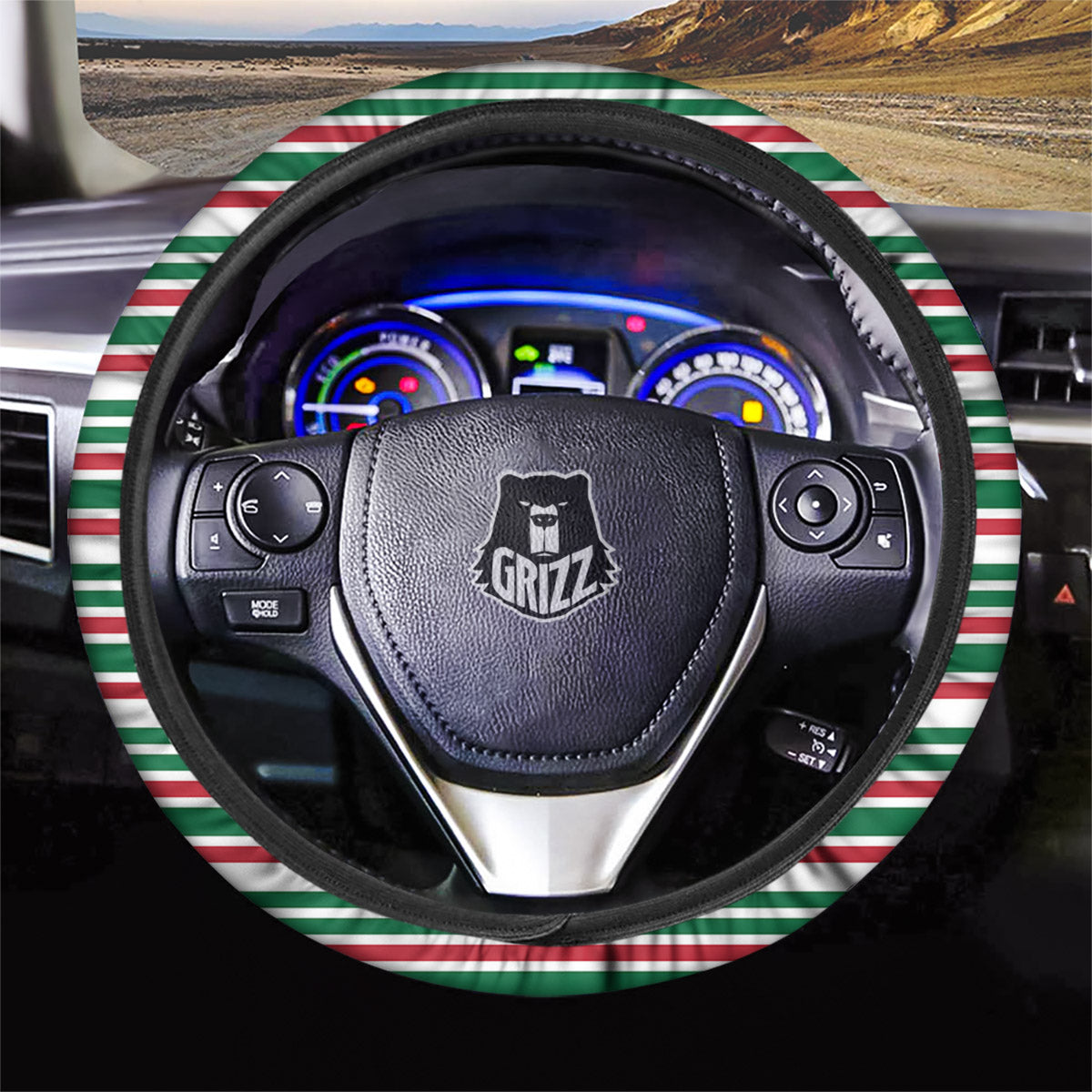 Stripe Candy Cane Print Pattern Car Steering Wheel Cover-grizzshop