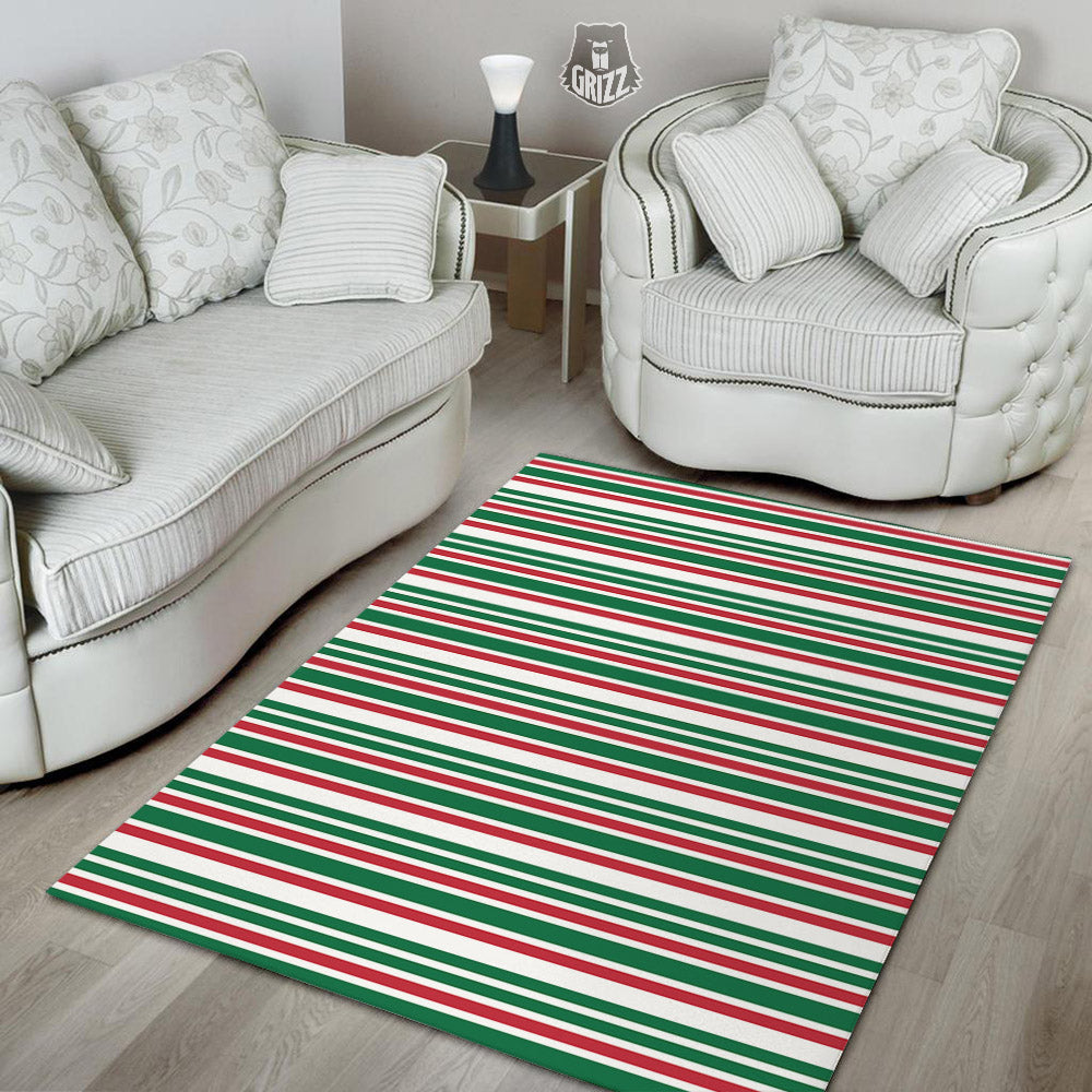 Stripe Candy Cane Print Pattern Floor Mat-grizzshop