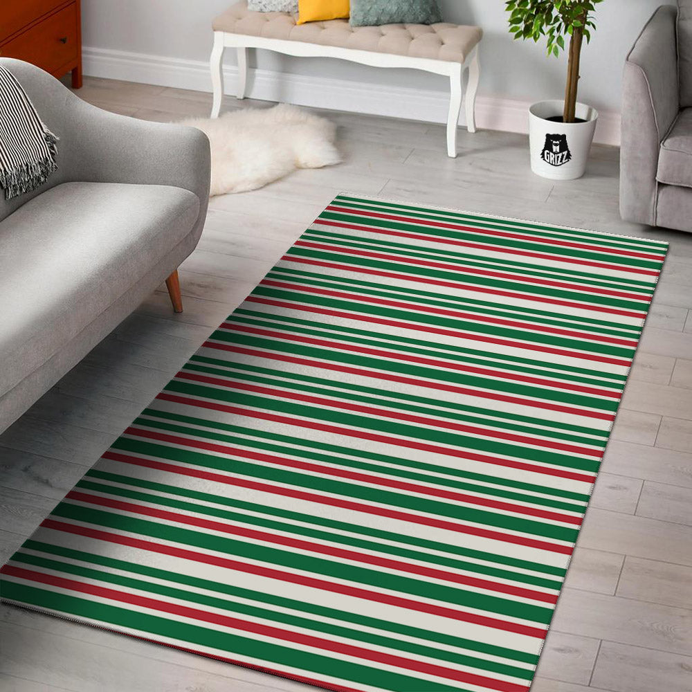 Stripe Candy Cane Print Pattern Floor Mat-grizzshop