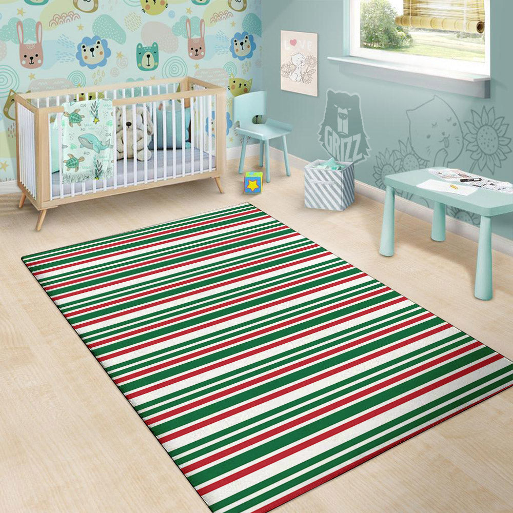 Stripe Candy Cane Print Pattern Floor Mat-grizzshop