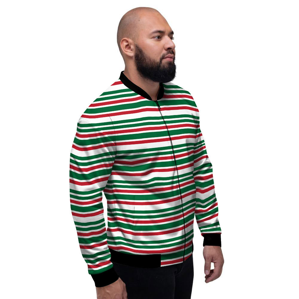 Stripe Candy Cane Print Pattern Men's Bomber Jacket-grizzshop