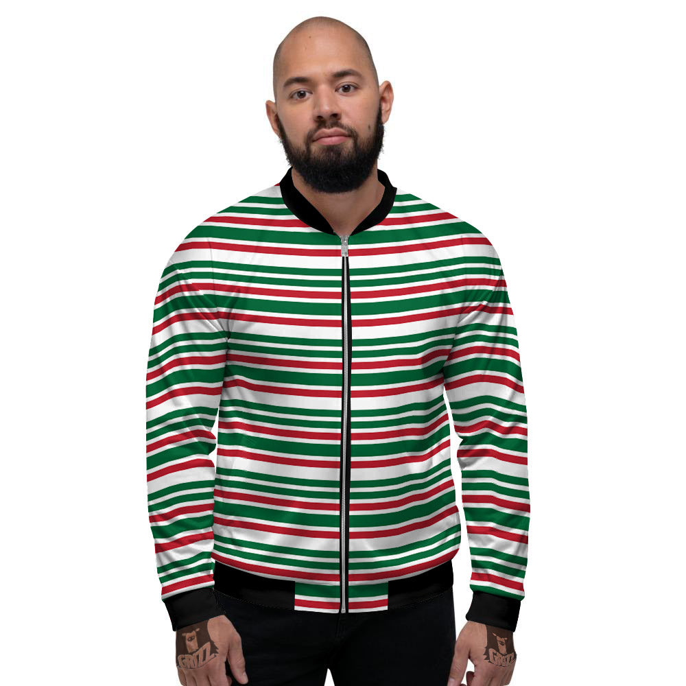 Stripe Candy Cane Print Pattern Men's Bomber Jacket-grizzshop