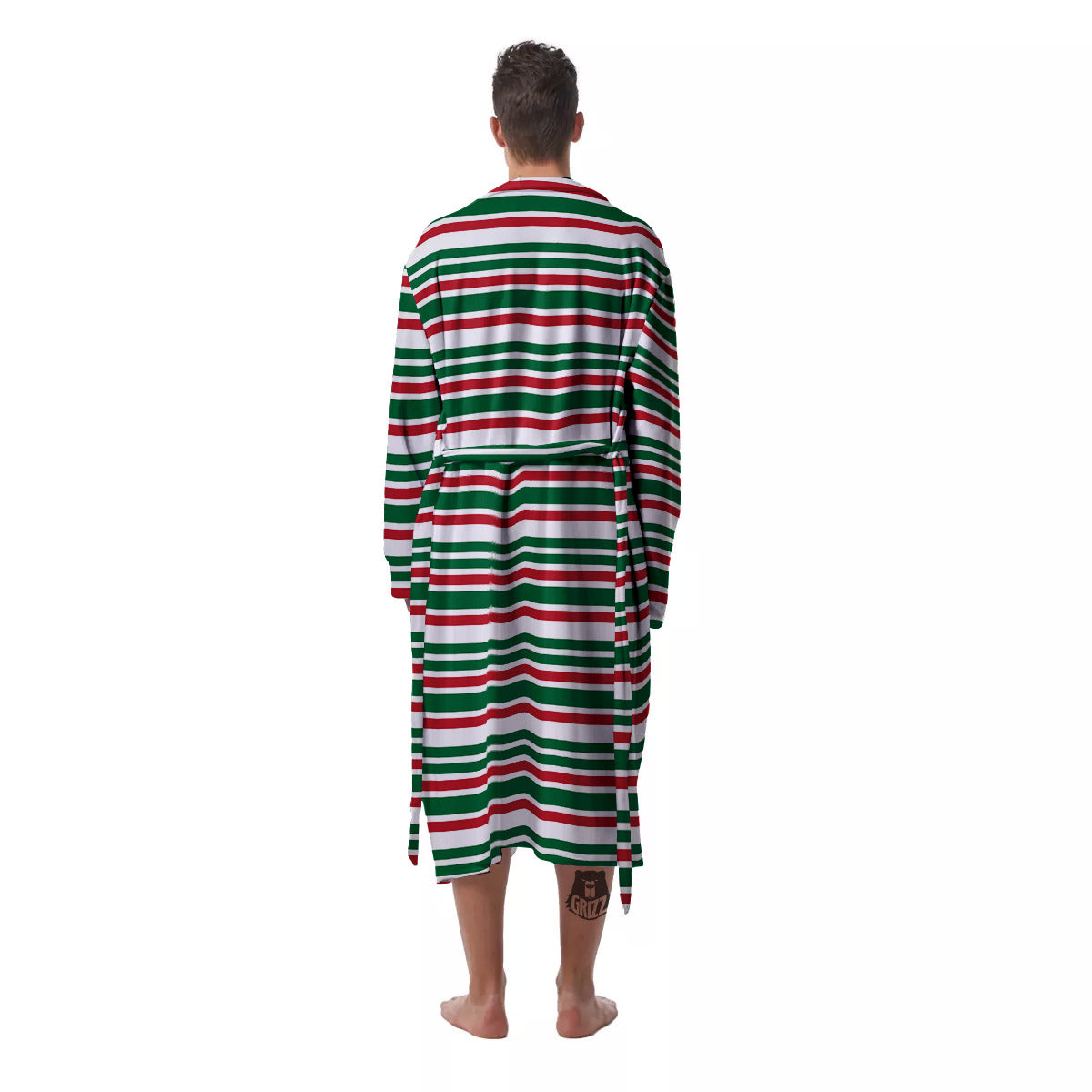 Stripe Candy Cane Print Pattern Men's Robe-grizzshop