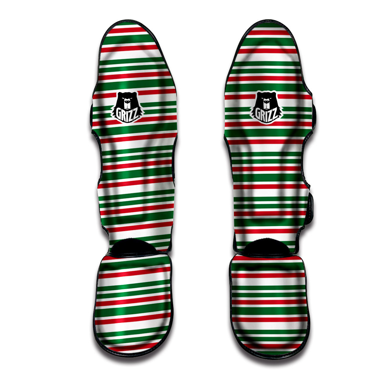 Stripe Candy Cane Print Pattern Muay Thai Shin Guards-grizzshop