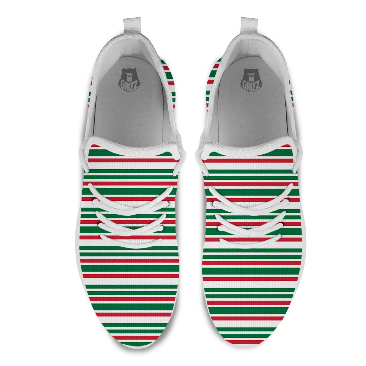 Stripe Candy Cane Print Pattern White Athletic Shoes-grizzshop