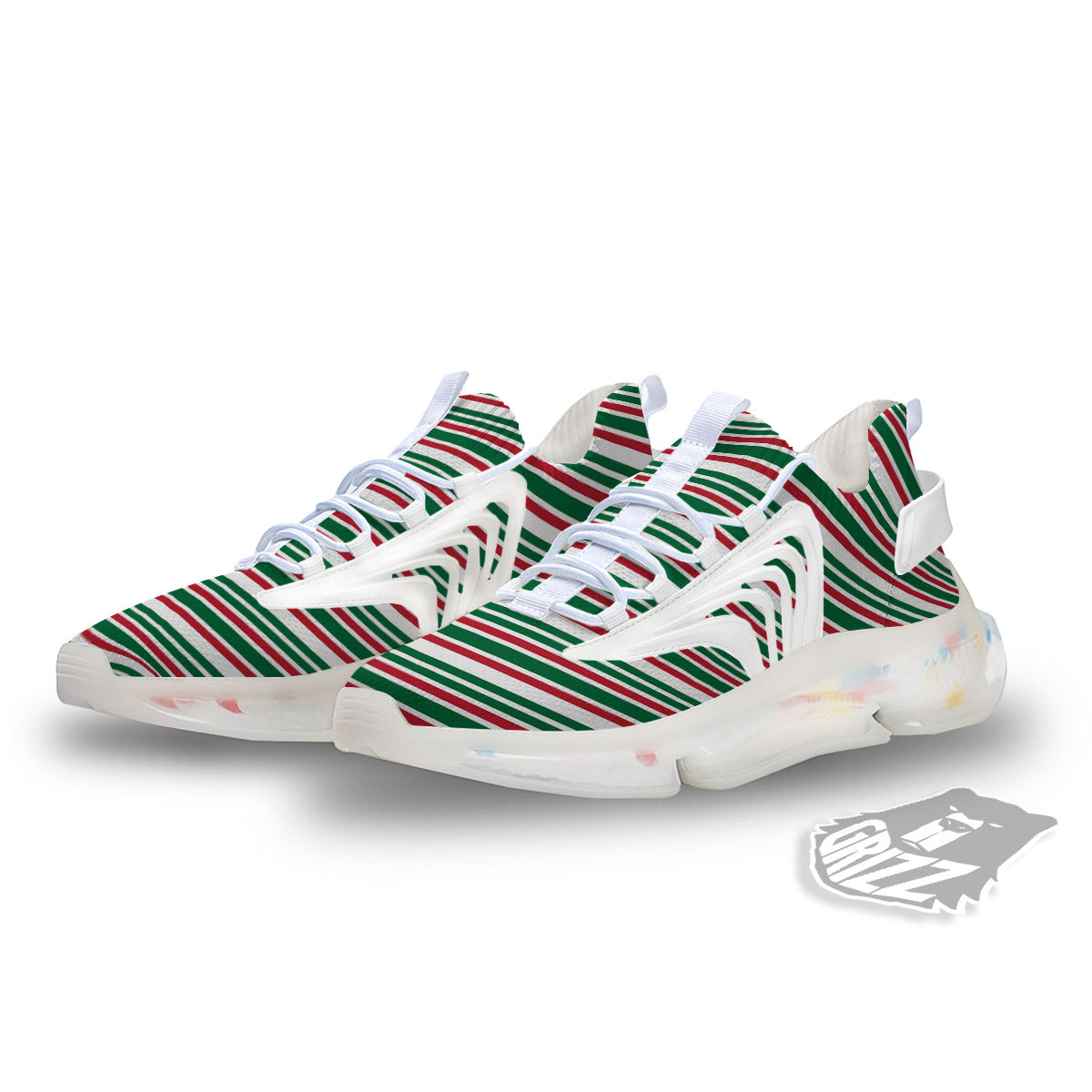 Stripe Candy Cane Print Pattern White Gym Shoes-grizzshop