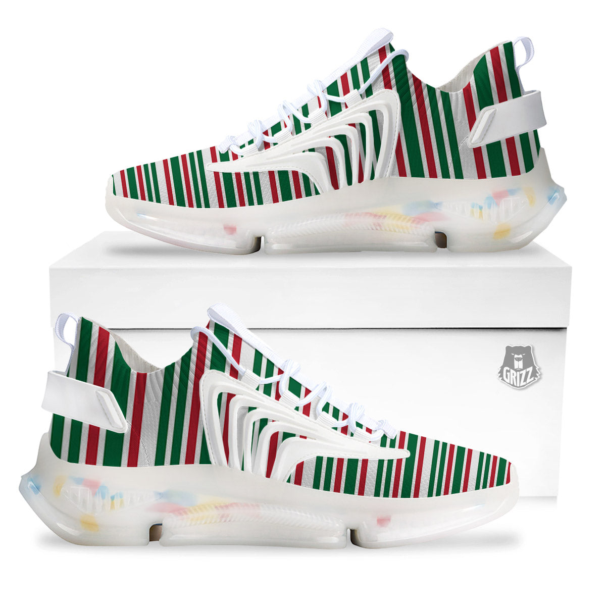 Stripe Candy Cane Print Pattern White Gym Shoes-grizzshop