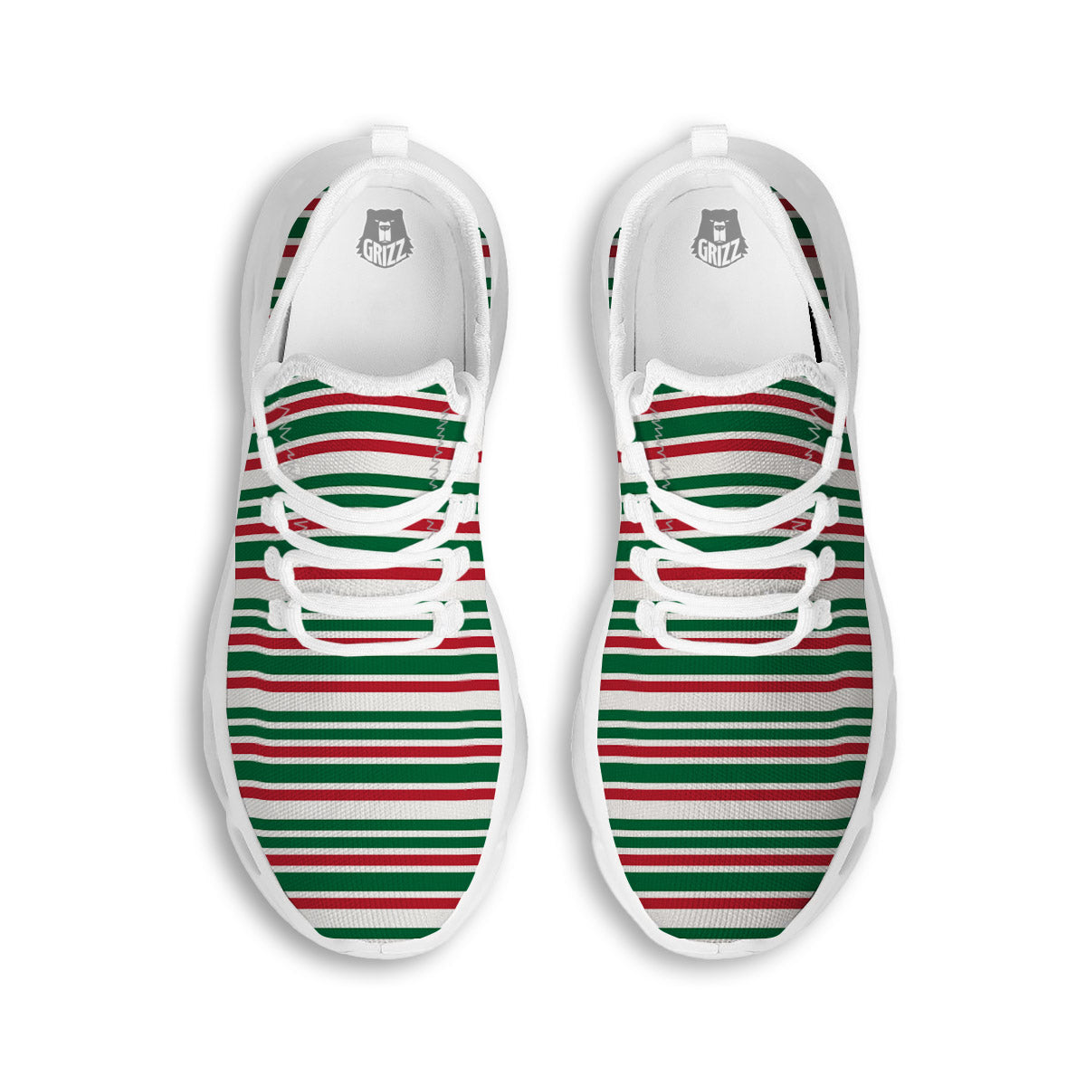 Stripe Candy Cane Print Pattern White Running Shoes-grizzshop