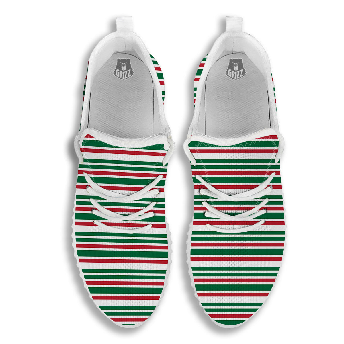 Stripe Candy Cane Print Pattern White Walking Shoes-grizzshop
