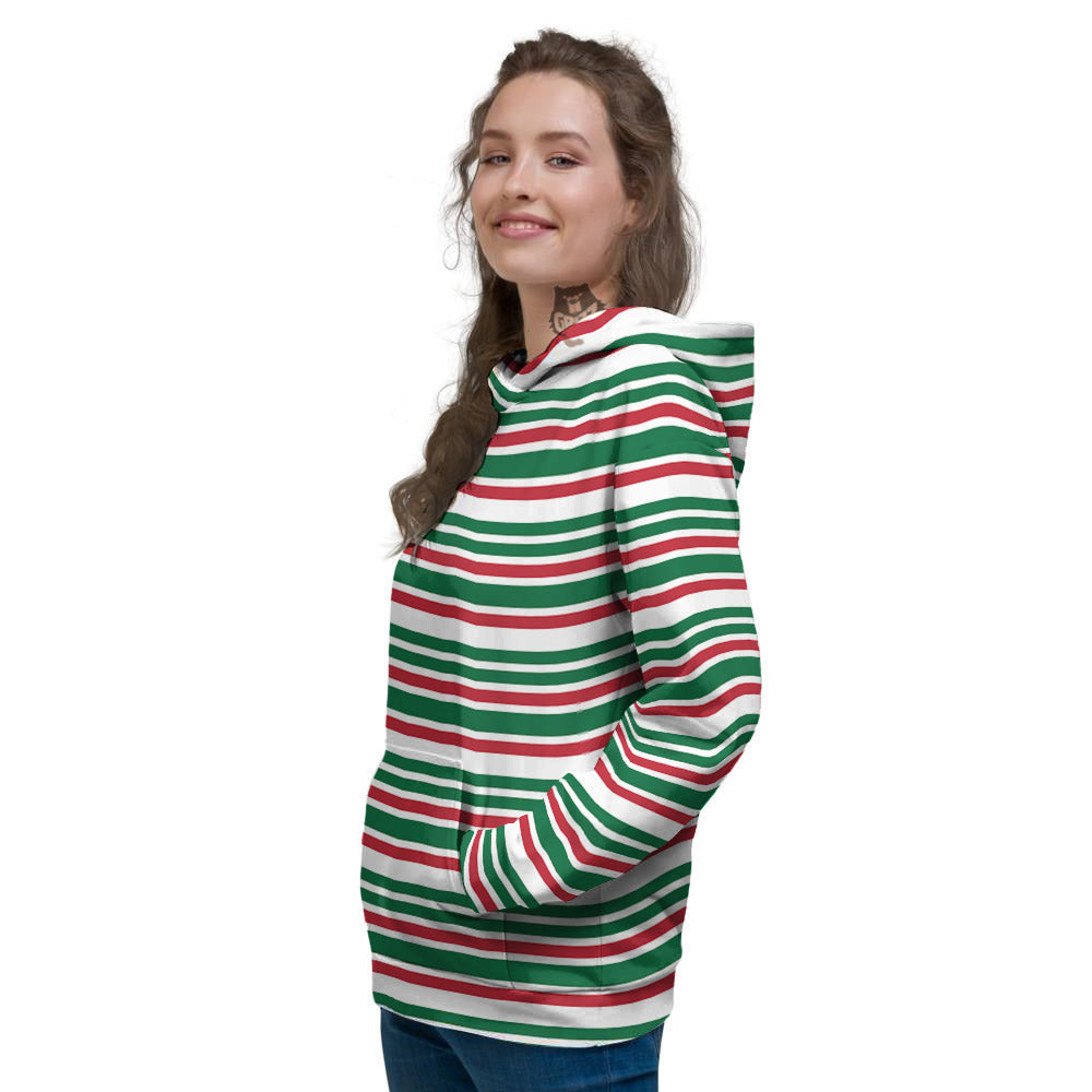 Stripe Candy Cane Print Pattern Women's Hoodie-grizzshop