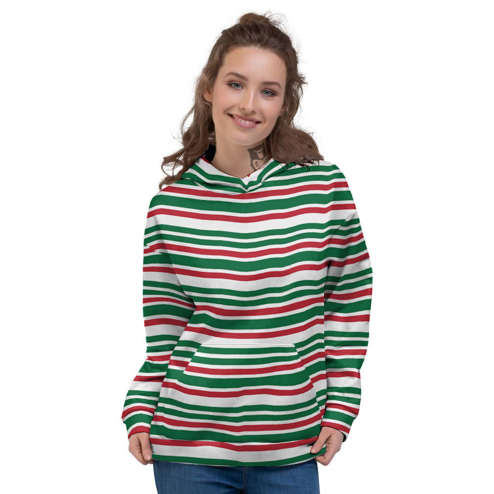 Stripe Candy Cane Print Pattern Women's Hoodie-grizzshop