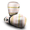 Stripe Glitter Gold Print Pattern Boxing Gloves-grizzshop