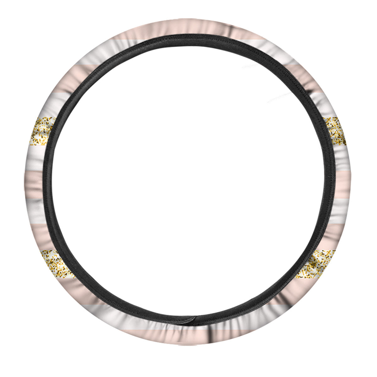 Stripe Glitter Gold Print Pattern Car Steering Wheel Cover-grizzshop