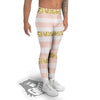 Stripe Glitter Gold Print Pattern Men's Leggings-grizzshop