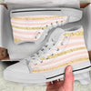 Stripe Glitter Gold Print Pattern White High Top Shoes-grizzshop