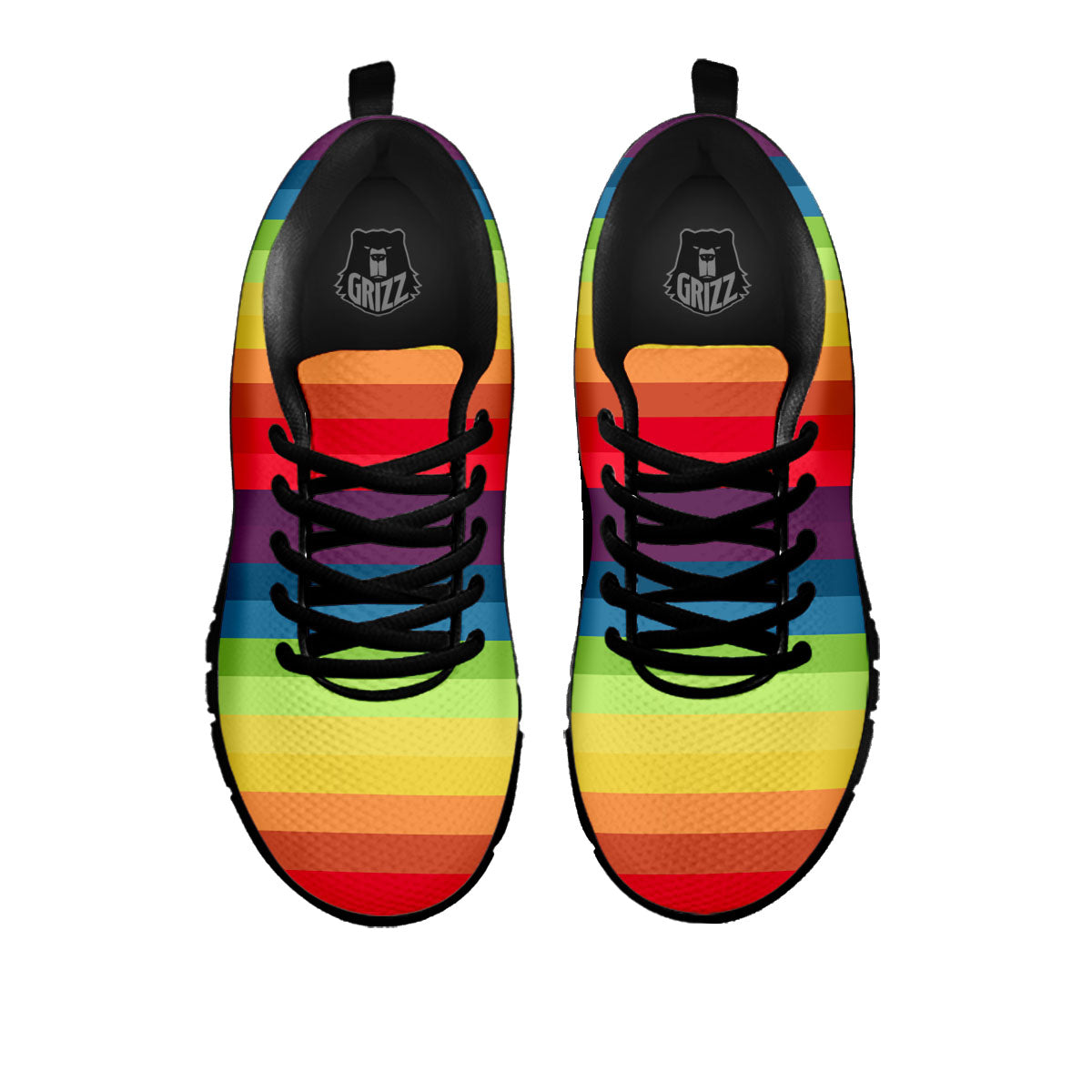 Stripe Rainbow Print Pattern Black Sneaker-grizzshop