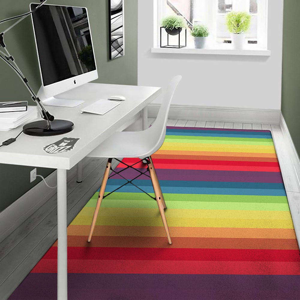 Stripe Rainbow Print Pattern Floor Mat-grizzshop