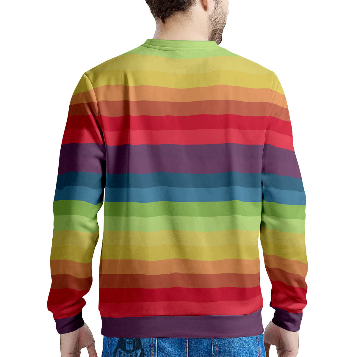 Stripe Rainbow Print Pattern Men's Sweatshirt-grizzshop