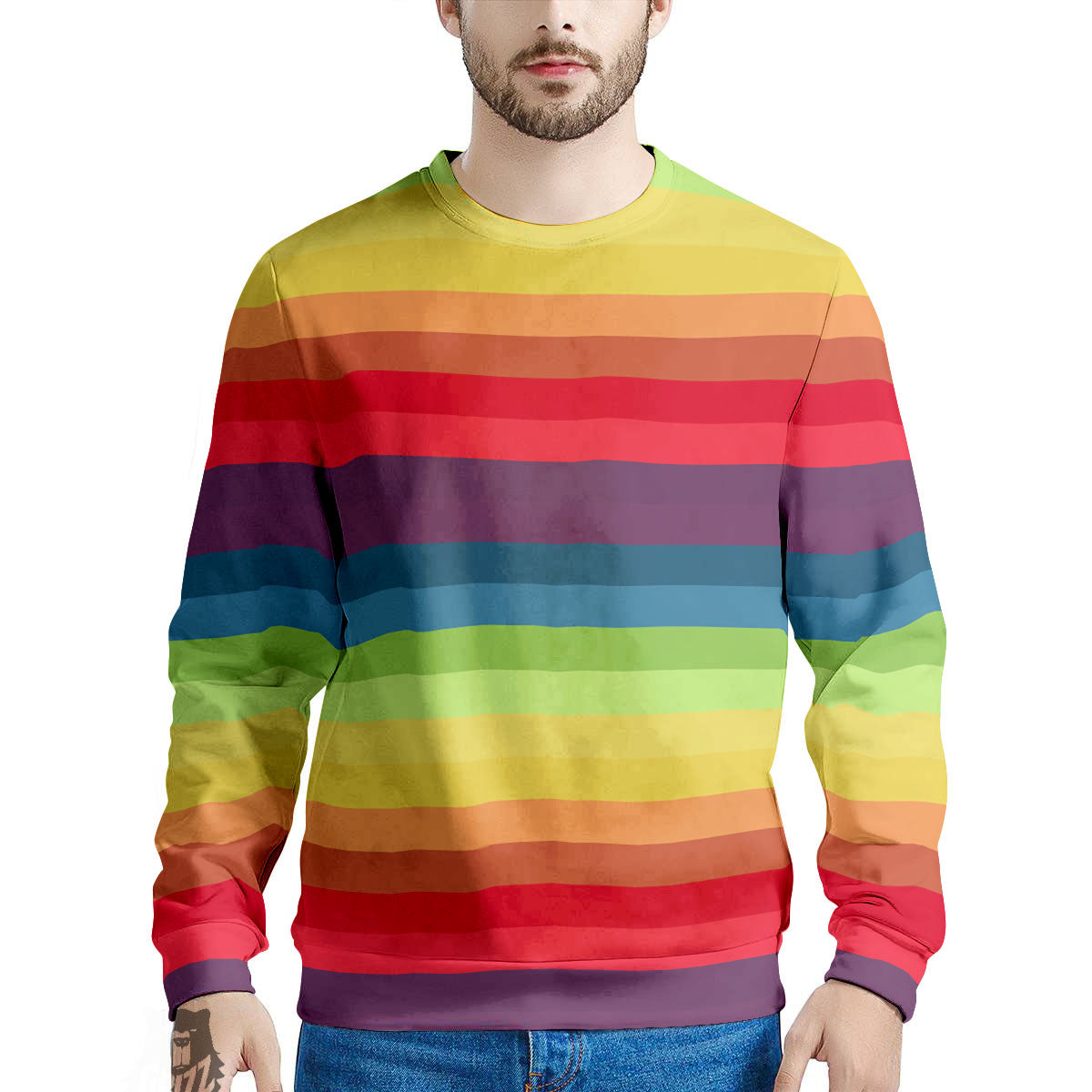 Stripe Rainbow Print Pattern Men's Sweatshirt-grizzshop