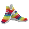 Stripe Rainbow Print Pattern White Athletic Shoes-grizzshop