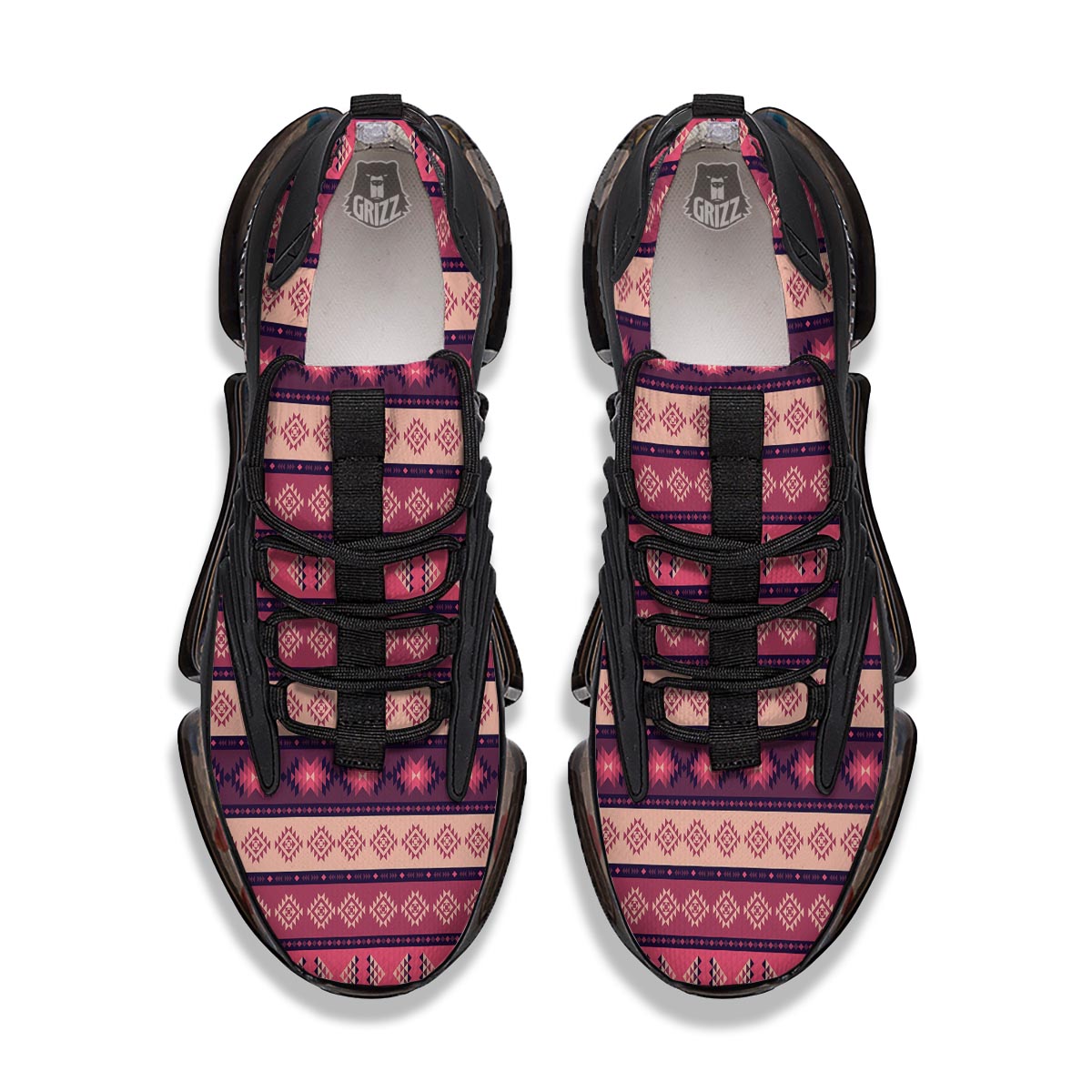 Stripe Southwestern Print Pattern Black Gym Shoes-grizzshop
